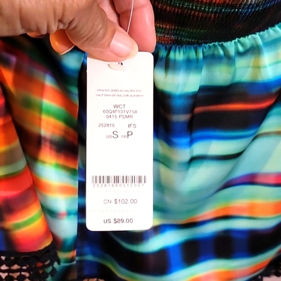 Bebe Halter Top Individually Hand Embellished Neck Strap, NWT, Size: S/P - Picture 5 of 10